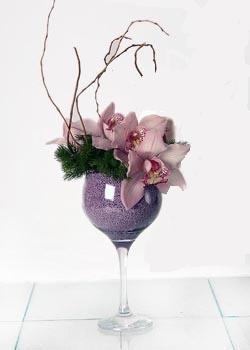 sevgiyi bir yudumda ien iek severler iin - cam kadeh iinde 3 adet kandil orkide Ankara ieki maazas